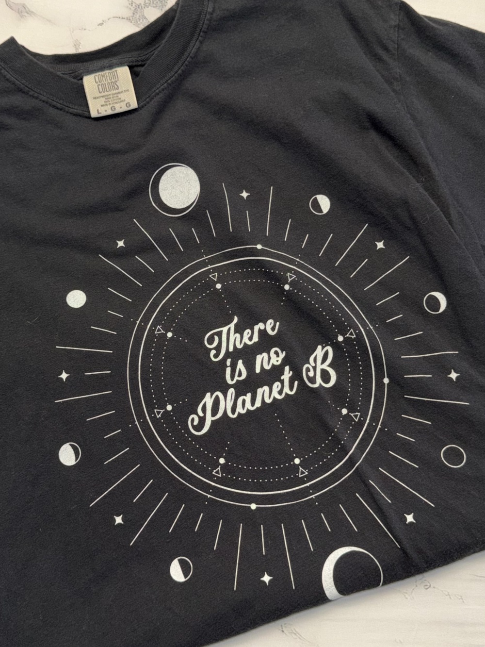 Comfort Colors Black Tee with White 'There Is No Planet B' Graphic